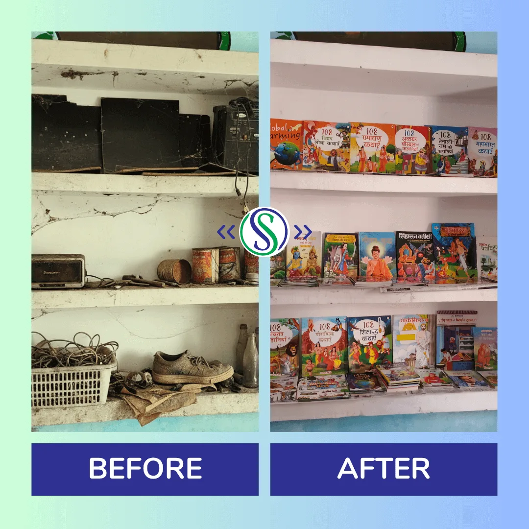 Before & After transformation of the classroom wall almirah