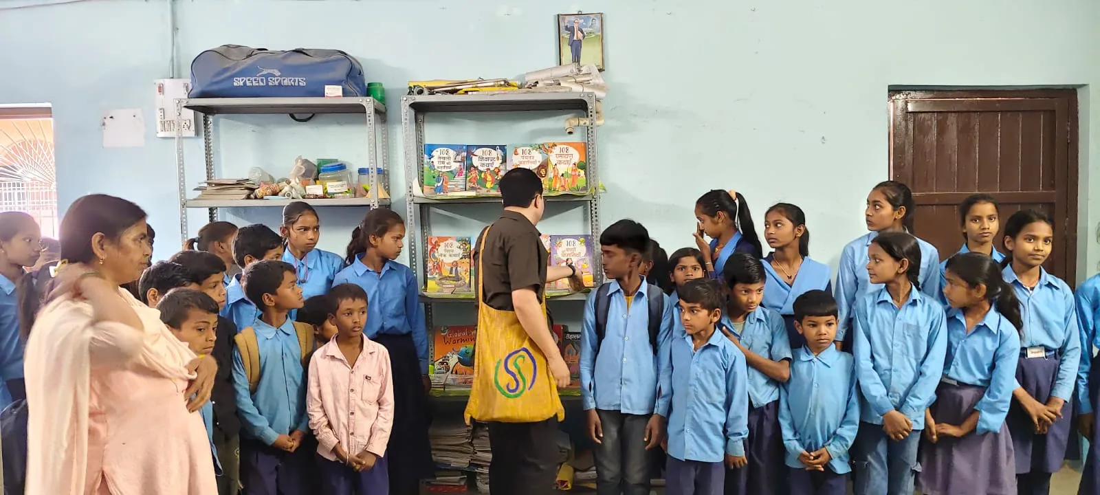 SSF team with students and teachers during a school visit